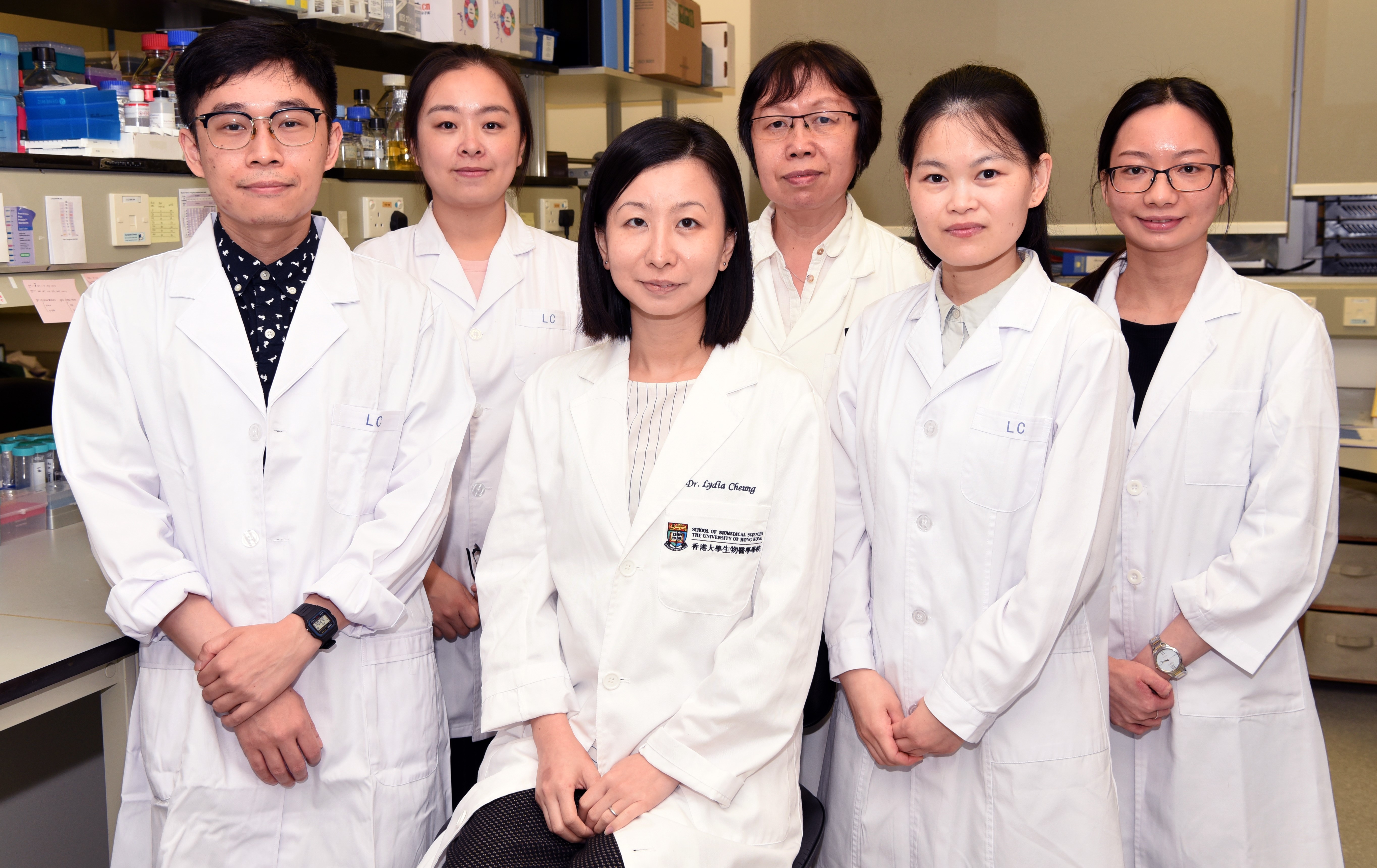 Dr Lydia Cheung of HKUMed Biomedical Sciences and her research team members.