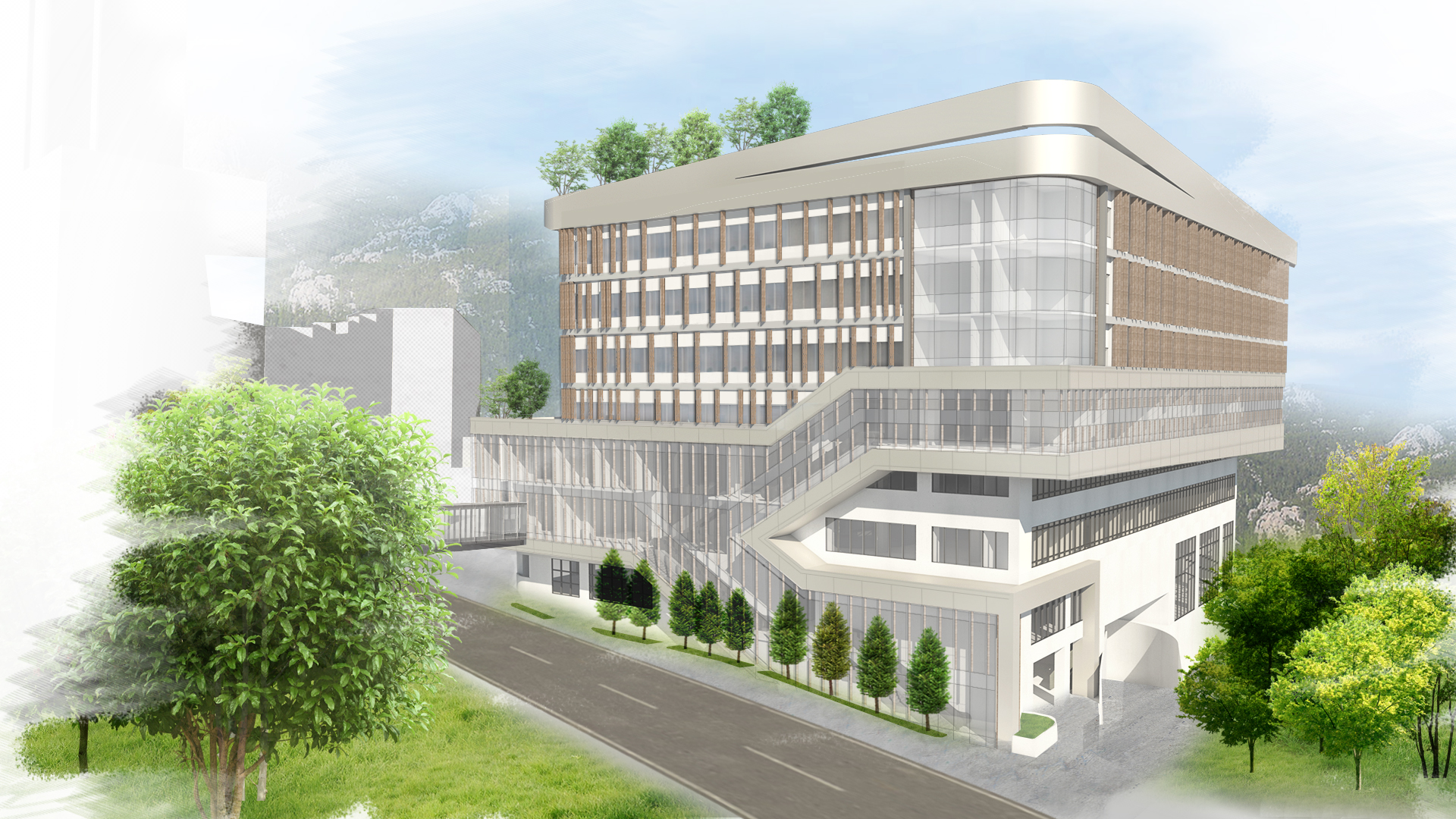 Concept art of HKU medical campus development.