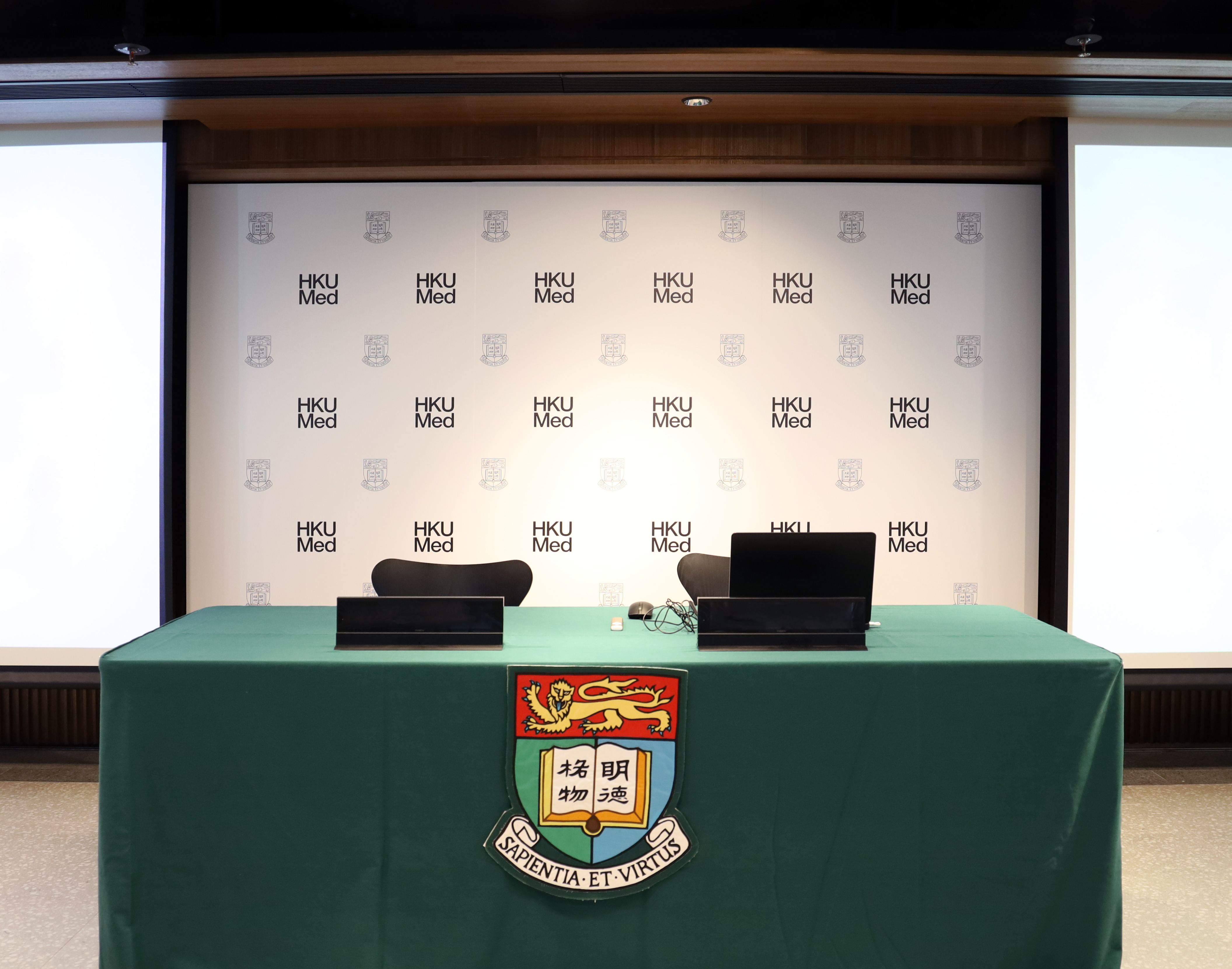 The setup of an HKUMed press conference.